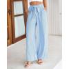 imageBTFBM Palazzo Pants for Women 2025 Fall Striped Flowy Tie Knot Wide Leg High Waist Dressy Casual Work Pants TrousersLight Blue