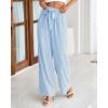 imageBTFBM Palazzo Pants for Women 2025 Fall Striped Flowy Tie Knot Wide Leg High Waist Dressy Casual Work Pants TrousersLight Blue