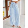 imageBTFBM Palazzo Pants for Women 2025 Fall Striped Flowy Tie Knot Wide Leg High Waist Dressy Casual Work Pants TrousersLight Blue