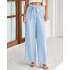 imageBTFBM Palazzo Pants for Women 2025 Fall Striped Flowy Tie Knot Wide Leg High Waist Dressy Casual Work Pants TrousersLight Blue