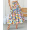 imageBTFBM Womens Floral Print Midi Maxi Skirts 2025 Summer Casual Aline Elastic High Waist Pleated Flowy Long Skirt PocketsFloral Multicolour