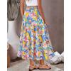 imageBTFBM Womens Floral Print Midi Maxi Skirts 2025 Summer Casual Aline Elastic High Waist Pleated Flowy Long Skirt PocketsFloral Multicolour