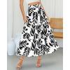 imageBTFBM Womens Floral Print Midi Maxi Skirts 2025 Summer Casual Aline Elastic High Waist Pleated Flowy Long Skirt PocketsLeaf Black