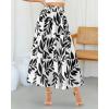 imageBTFBM Womens Floral Print Midi Maxi Skirts 2025 Summer Casual Aline Elastic High Waist Pleated Flowy Long Skirt PocketsLeaf Black