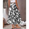 imageBTFBM Womens Floral Print Midi Maxi Skirts 2025 Summer Casual Aline Elastic High Waist Pleated Flowy Long Skirt PocketsLeaf Black