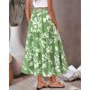 imageBTFBM Womens Floral Print Midi Maxi Skirts 2025 Summer Casual Aline Elastic High Waist Pleated Flowy Long Skirt PocketsLeaf Green