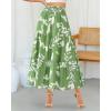 imageBTFBM Womens Floral Print Midi Maxi Skirts 2025 Summer Casual Aline Elastic High Waist Pleated Flowy Long Skirt PocketsLeaf Green