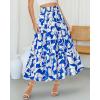 imageBTFBM Womens Floral Print Midi Maxi Skirts 2025 Summer Casual Aline Elastic High Waist Pleated Flowy Long Skirt PocketsPrint Blue