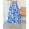 imageBTFBM Womens Floral Print Midi Maxi Skirts 2025 Summer Casual Aline Elastic High Waist Pleated Flowy Long Skirt PocketsPrint Blue