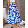 imageBTFBM Womens Floral Print Midi Maxi Skirts 2025 Summer Casual Aline Elastic High Waist Pleated Flowy Long Skirt PocketsPrint Blue