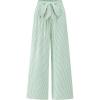 imageBTFBM Palazzo Pants for Women 2025 Fall Striped Flowy Tie Knot Wide Leg High Waist Dressy Casual Work Pants TrousersGreen