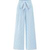 imageBTFBM Palazzo Pants for Women 2025 Fall Striped Flowy Tie Knot Wide Leg High Waist Dressy Casual Work Pants TrousersLight Blue