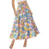 imageBTFBM Womens Floral Print Midi Maxi Skirts 2025 Summer Casual Aline Elastic High Waist Pleated Flowy Long Skirt PocketsFloral Multicolour