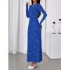 imageBTFBM Wedding Guest Dresses for Women 2025 Fall Elegant Floral Lace Ruched Long Sleeve Bodycon Cocktail Party Maxi DressBlue
