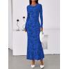 imageBTFBM Wedding Guest Dresses for Women 2025 Fall Elegant Floral Lace Ruched Long Sleeve Bodycon Cocktail Party Maxi DressBlue