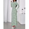 imageBTFBM Wedding Guest Dresses for Women 2025 Fall Elegant Floral Lace Ruched Long Sleeve Bodycon Cocktail Party Maxi DressLight Green
