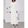 imageBTFBM Wedding Guest Dresses for Women 2025 Fall Elegant Floral Lace Ruched Long Sleeve Bodycon Cocktail Party Maxi DressWhite