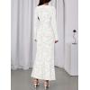 imageBTFBM Wedding Guest Dresses for Women 2025 Fall Elegant Floral Lace Ruched Long Sleeve Bodycon Cocktail Party Maxi DressWhite