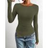 imageBTFBM Asymmetrical Tops for Women Long Sleeve Shirts Fall 2025 Ruched Slit Fitted Basic Tees Y2k Going Out Tunic TopArmy Green