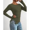 imageBTFBM Asymmetrical Tops for Women Long Sleeve Shirts Fall 2025 Ruched Slit Fitted Basic Tees Y2k Going Out Tunic TopArmy Green