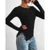 imageBTFBM Asymmetrical Tops for Women Long Sleeve Shirts Fall 2025 Ruched Slit Fitted Basic Tees Y2k Going Out Tunic TopBlack