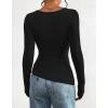 imageBTFBM Asymmetrical Tops for Women Long Sleeve Shirts Fall 2025 Ruched Slit Fitted Basic Tees Y2k Going Out Tunic TopBlack
