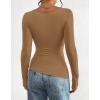 imageBTFBM Asymmetrical Tops for Women Long Sleeve Shirts Fall 2025 Ruched Slit Fitted Basic Tees Y2k Going Out Tunic TopCamel