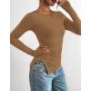 imageBTFBM Asymmetrical Tops for Women Long Sleeve Shirts Fall 2025 Ruched Slit Fitted Basic Tees Y2k Going Out Tunic TopCamel