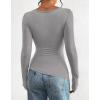 imageBTFBM Asymmetrical Tops for Women Long Sleeve Shirts Fall 2025 Ruched Slit Fitted Basic Tees Y2k Going Out Tunic TopGrey