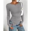 imageBTFBM Asymmetrical Tops for Women Long Sleeve Shirts Fall 2025 Ruched Slit Fitted Basic Tees Y2k Going Out Tunic TopGrey