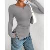 imageBTFBM Asymmetrical Tops for Women Long Sleeve Shirts Fall 2025 Ruched Slit Fitted Basic Tees Y2k Going Out Tunic TopGrey
