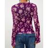 imageBTFBM Button Down Shirts for Women Fall Fashion 2025 V Neck Long Sleeve Blouse Ruched Mesh Fitted Floral Print Boho TopsPurple