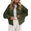 imageBTFBM Chunky Cardigan Sweaters for Women Fall Fashion 2025 Button Lantern Long Sleeve Cable Knit Winter Coats OuterwearArmy Green