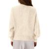 imageBTFBM Chunky Cardigan Sweaters for Women Fall Fashion 2025 Button Lantern Long Sleeve Cable Knit Winter Coats OuterwearBeige White