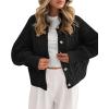 imageBTFBM Chunky Cardigan Sweaters for Women Fall Fashion 2025 Button Lantern Long Sleeve Cable Knit Winter Coats OuterwearBlack