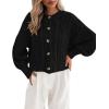 imageBTFBM Chunky Cardigan Sweaters for Women Fall Fashion 2025 Button Lantern Long Sleeve Cable Knit Winter Coats OuterwearBlack