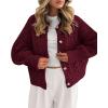 imageBTFBM Chunky Cardigan Sweaters for Women Fall Fashion 2025 Button Lantern Long Sleeve Cable Knit Winter Coats OuterwearBurgundy