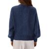 imageBTFBM Chunky Cardigan Sweaters for Women Fall Fashion 2025 Button Lantern Long Sleeve Cable Knit Winter Coats OuterwearDark Blue
