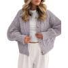 imageBTFBM Chunky Cardigan Sweaters for Women Fall Fashion 2025 Button Lantern Long Sleeve Cable Knit Winter Coats OuterwearGrey Purple