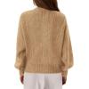 imageBTFBM Chunky Cardigan Sweaters for Women Fall Fashion 2025 Button Lantern Long Sleeve Cable Knit Winter Coats OuterwearKhaki