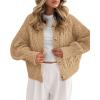 imageBTFBM Chunky Cardigan Sweaters for Women Fall Fashion 2025 Button Lantern Long Sleeve Cable Knit Winter Coats OuterwearKhaki