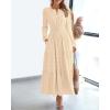imageBTFBM Fall Dresses for Women 2025 Casual Long Sleeve V Neck Elastic Waist Lightweight Maxi Wedding Guest Dress PocketsApricot