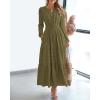 imageBTFBM Fall Dresses for Women 2025 Casual Long Sleeve V Neck Elastic Waist Lightweight Maxi Wedding Guest Dress PocketsArmy Green
