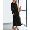 imageBTFBM Fall Dresses for Women 2025 Casual Long Sleeve V Neck Elastic Waist Lightweight Maxi Wedding Guest Dress PocketsBlack