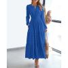 imageBTFBM Fall Dresses for Women 2025 Casual Long Sleeve V Neck Elastic Waist Lightweight Maxi Wedding Guest Dress PocketsBlue