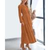 imageBTFBM Fall Dresses for Women 2025 Casual Long Sleeve V Neck Elastic Waist Lightweight Maxi Wedding Guest Dress PocketsBrown Orange