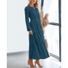 imageBTFBM Fall Dresses for Women 2025 Casual Long Sleeve V Neck Elastic Waist Lightweight Maxi Wedding Guest Dress PocketsLake Blue