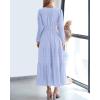 imageBTFBM Fall Dresses for Women 2025 Casual Long Sleeve V Neck Elastic Waist Lightweight Maxi Wedding Guest Dress PocketsLight Blue