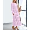 imageBTFBM Fall Dresses for Women 2025 Casual Long Sleeve V Neck Elastic Waist Lightweight Maxi Wedding Guest Dress PocketsLight Pink Purple