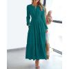 imageBTFBM Fall Dresses for Women 2025 Casual Long Sleeve V Neck Elastic Waist Lightweight Maxi Wedding Guest Dress PocketsMalachite Green
